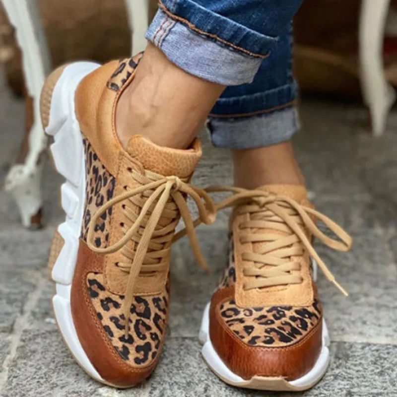 Bernadette | Sneakers met luipaardprint en veters voor dames