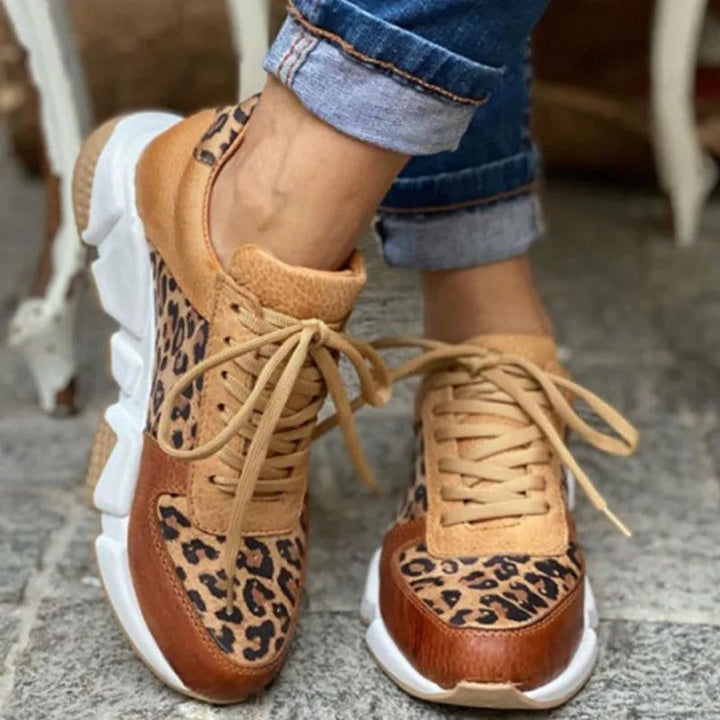 Bernadette | Sneakers met luipaardprint en veters voor dames