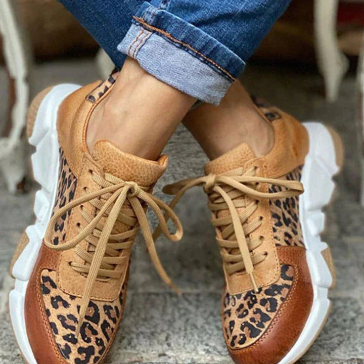 Bernadette | Sneakers met luipaardprint en veters voor dames
