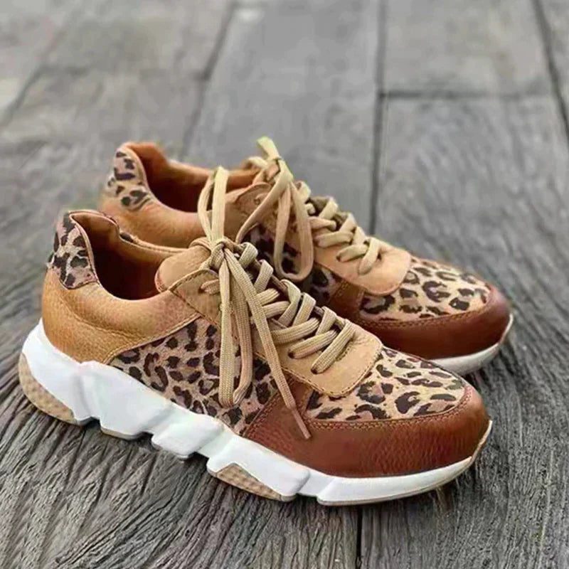 Bernadette | Sneakers met luipaardprint en veters voor dames
