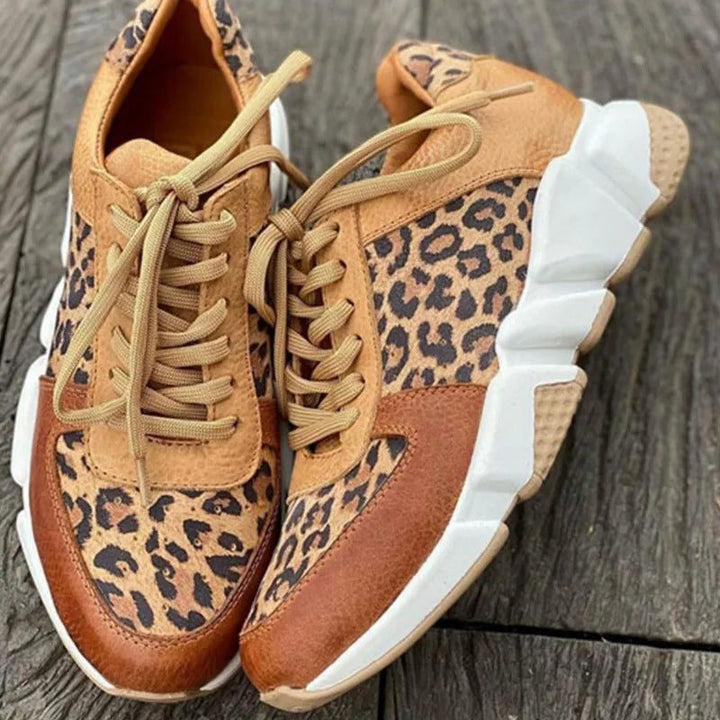 Bernadette | Sneakers met luipaardprint en veters voor dames