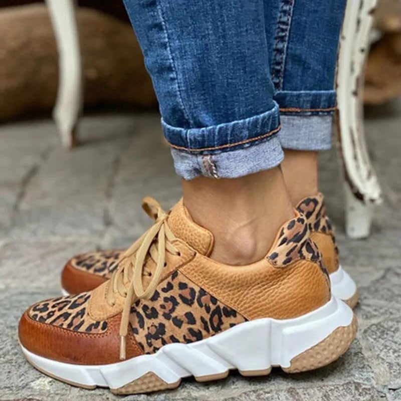 Bernadette | Sneakers met luipaardprint en veters voor dames
