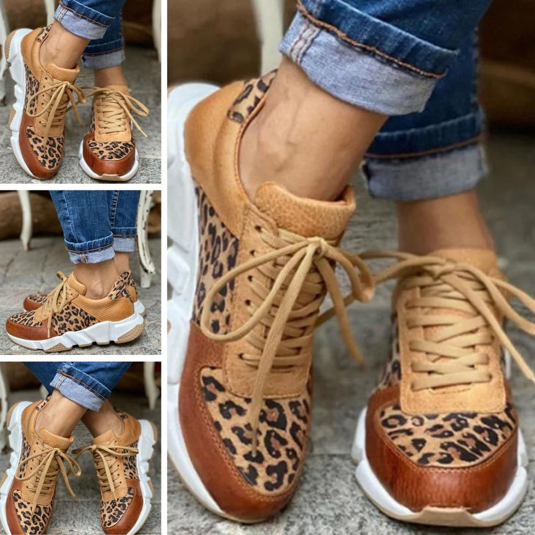 Bernadette | Sneakers met luipaardprint en veters voor dames