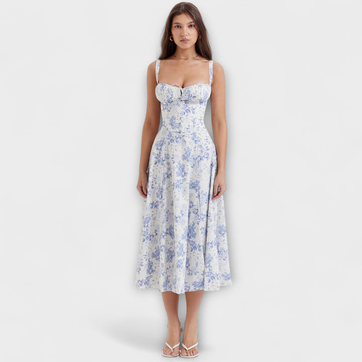 Zipporas - Getailleerde Bustierjurk met Modern Lente Bloemenprint