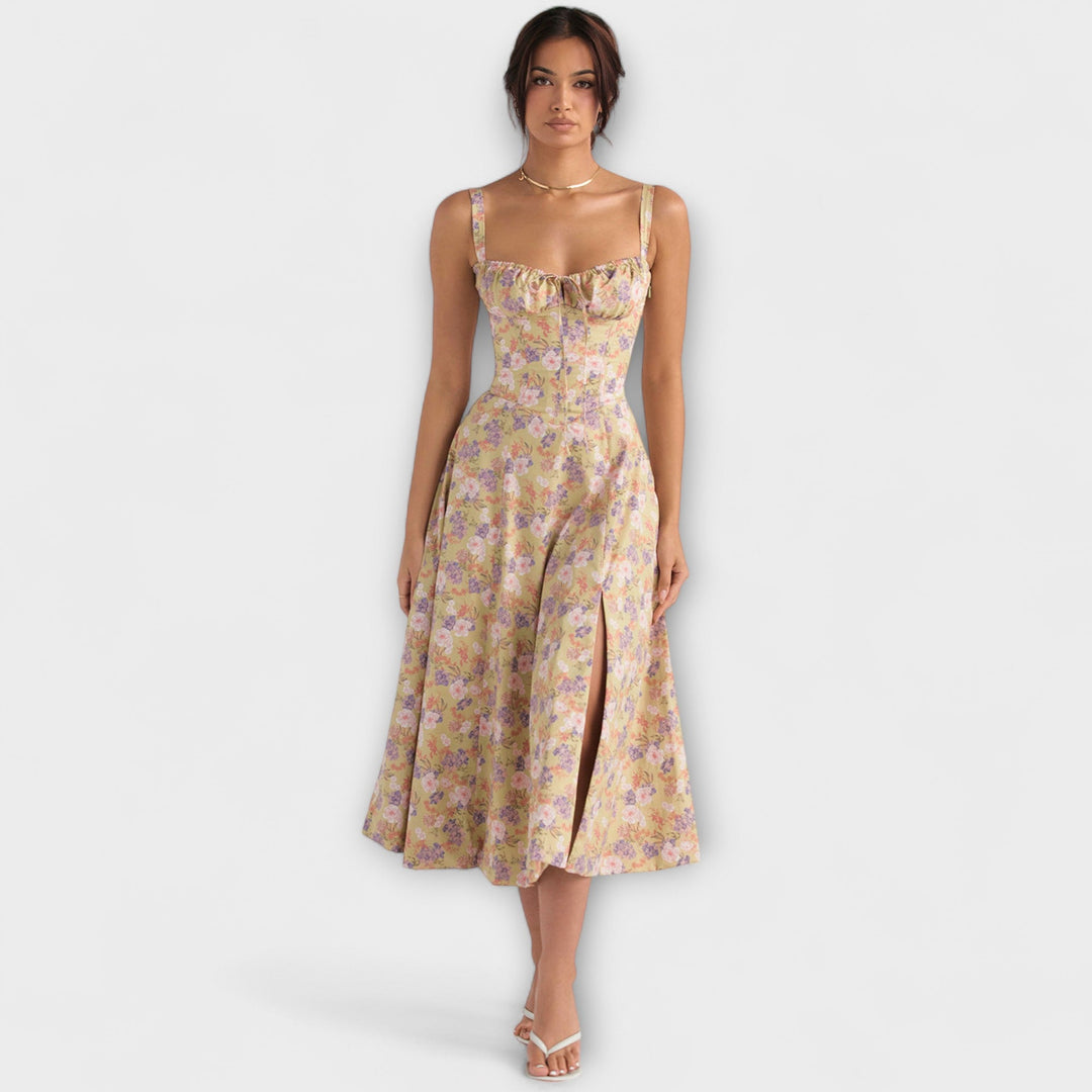 Zipporas - Getailleerde Bustierjurk met Modern Lente Bloemenprint