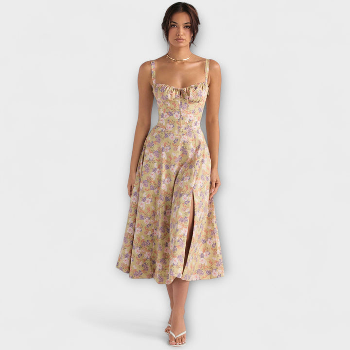 Zipporas - Getailleerde Bustierjurk met Modern Lente Bloemenprint