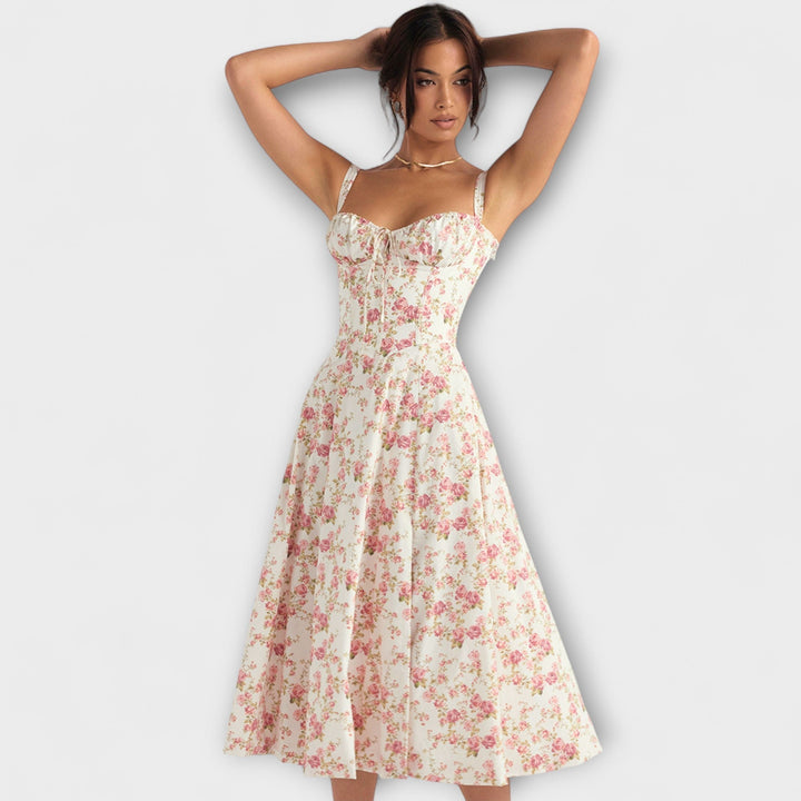 Zipporas - Getailleerde Bustierjurk met Modern Lente Bloemenprint