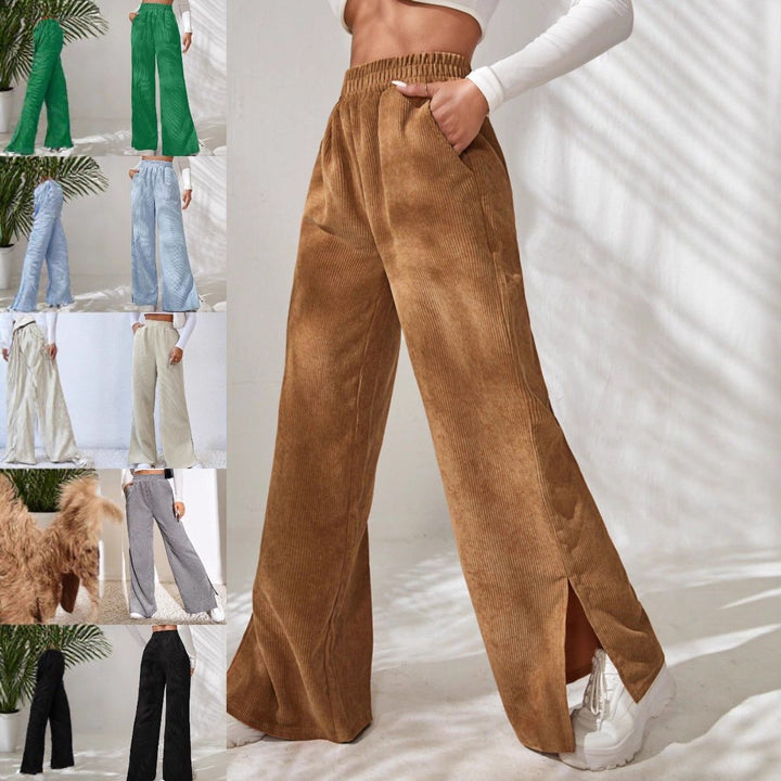 Briony | Ribfluwelen broek met hoge taille en wijde pijpen voor dames