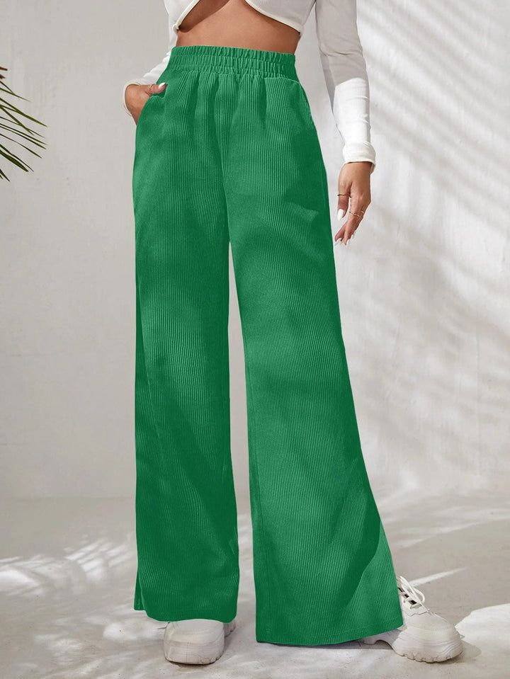 Briony | Ribfluwelen broek met hoge taille en wijde pijpen voor dames
