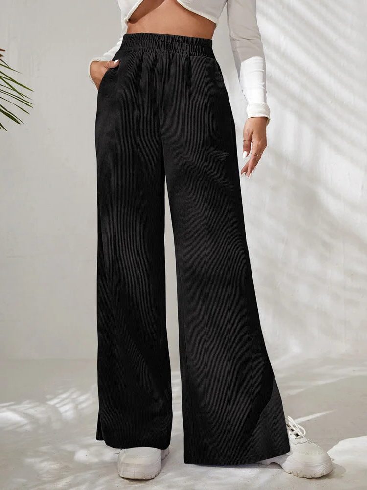 Briony | Ribfluwelen broek met hoge taille en wijde pijpen voor dames