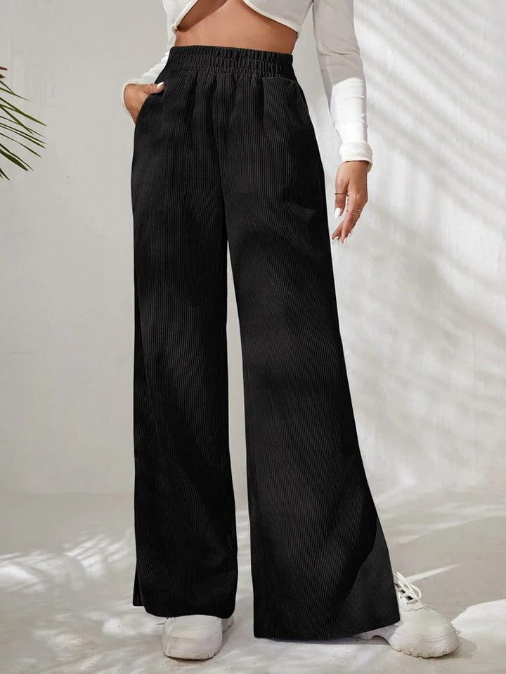 Briony | Ribfluwelen broek met hoge taille en wijde pijpen voor dames