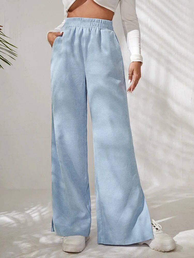 Briony | Ribfluwelen broek met hoge taille en wijde pijpen voor dames