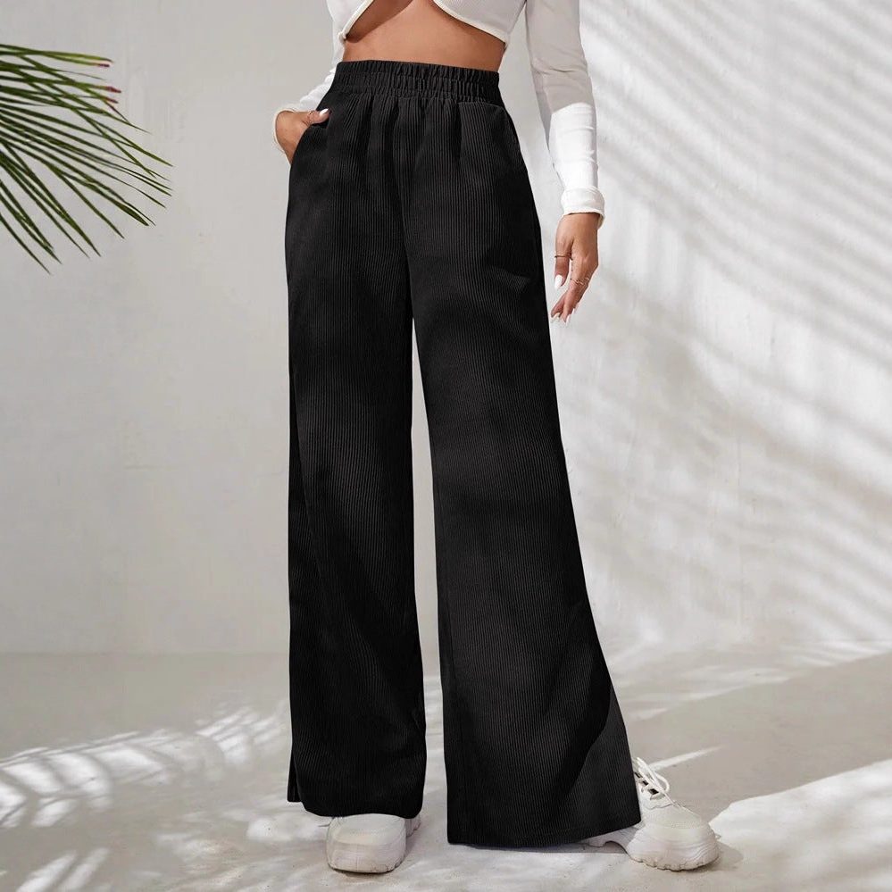 Briony | Ribfluwelen broek met hoge taille en wijde pijpen voor dames
