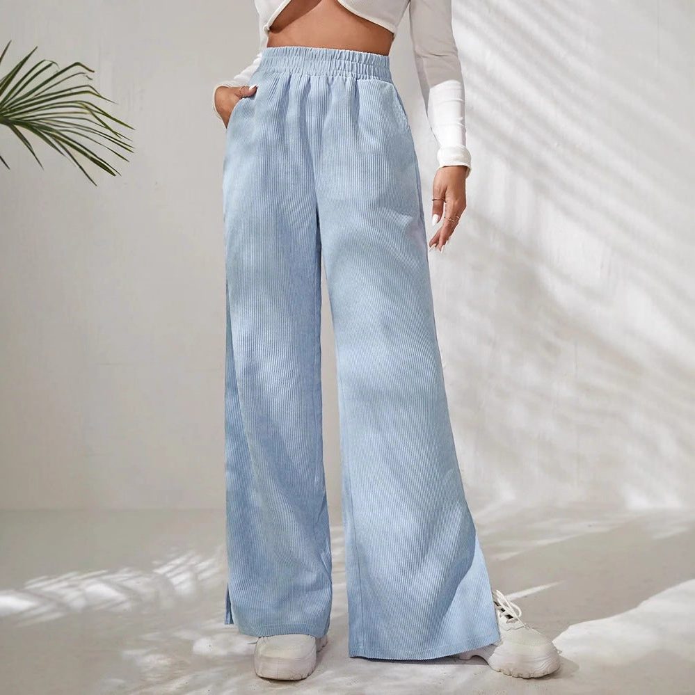 Briony | Ribfluwelen broek met hoge taille en wijde pijpen voor dames