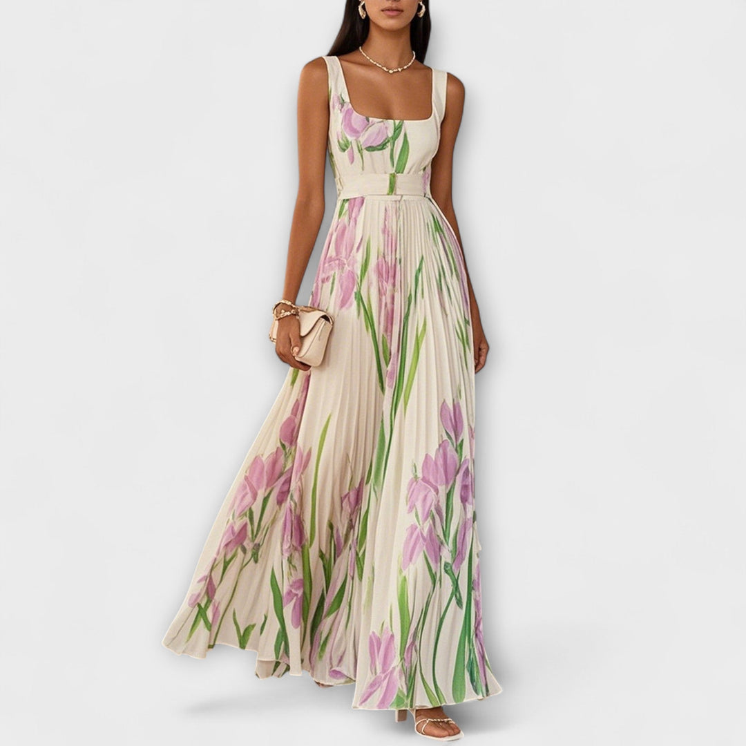 Vouwbare bloemen chiffon maxi-jurk