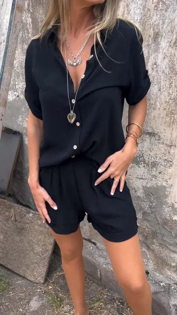 Aneta | Set met hemdblouse en short voor dames