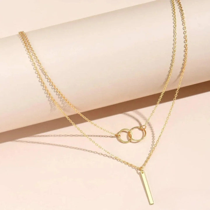 Retro Gouden Dubbele Cirkel Hanger Ketting