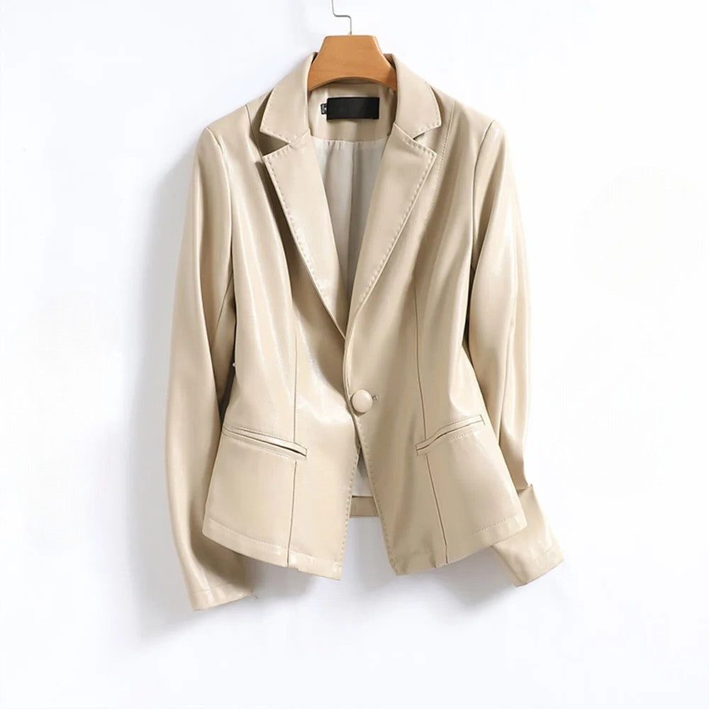 Camellia | Leren blazer met één knoop en reverskraag voor dames