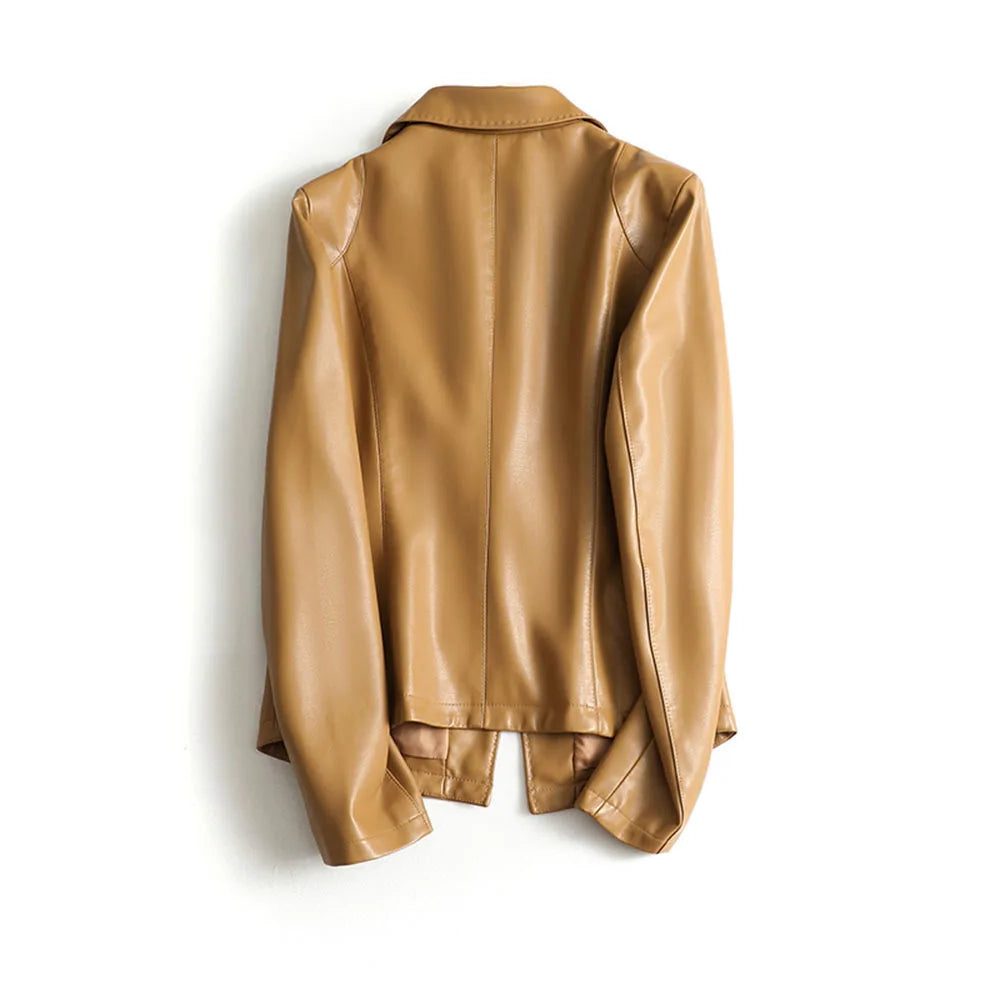 Camellia | Leren blazer met één knoop en reverskraag voor dames