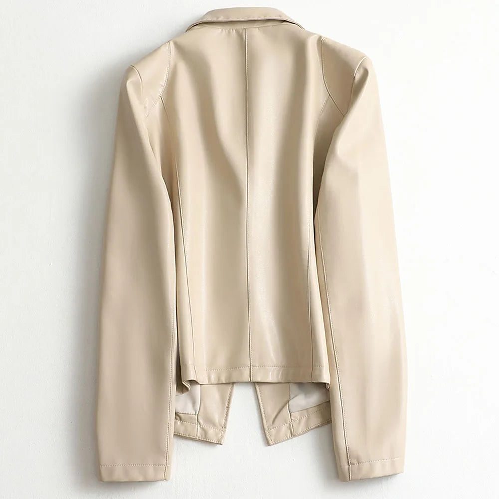 Camellia | Leren blazer met één knoop en reverskraag voor dames