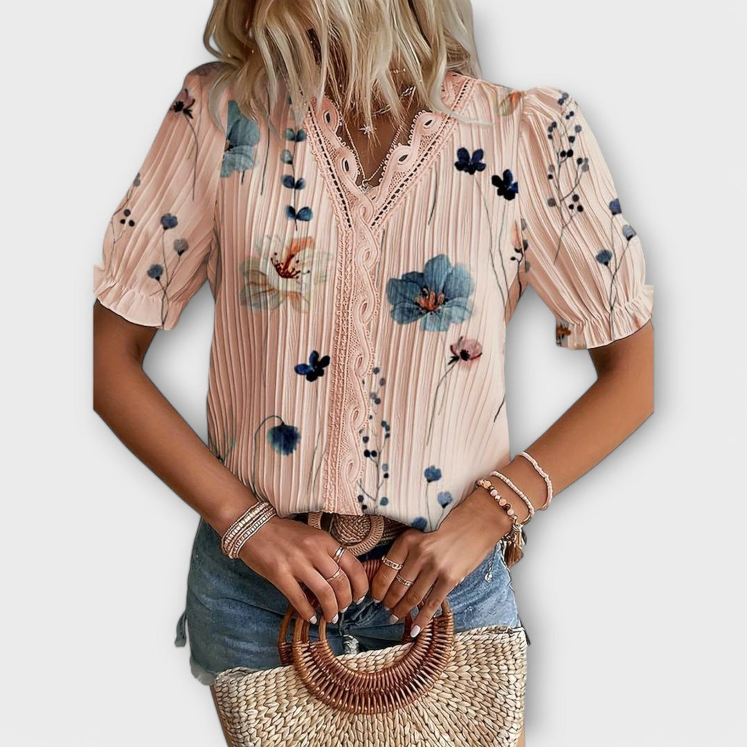 Emily - Modieuze Blouse met Puntige Uitsnijding