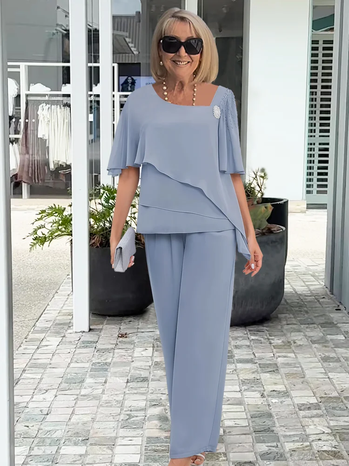 Arabel | Set met 7/8-broek en korte ruchemouwen voor dames