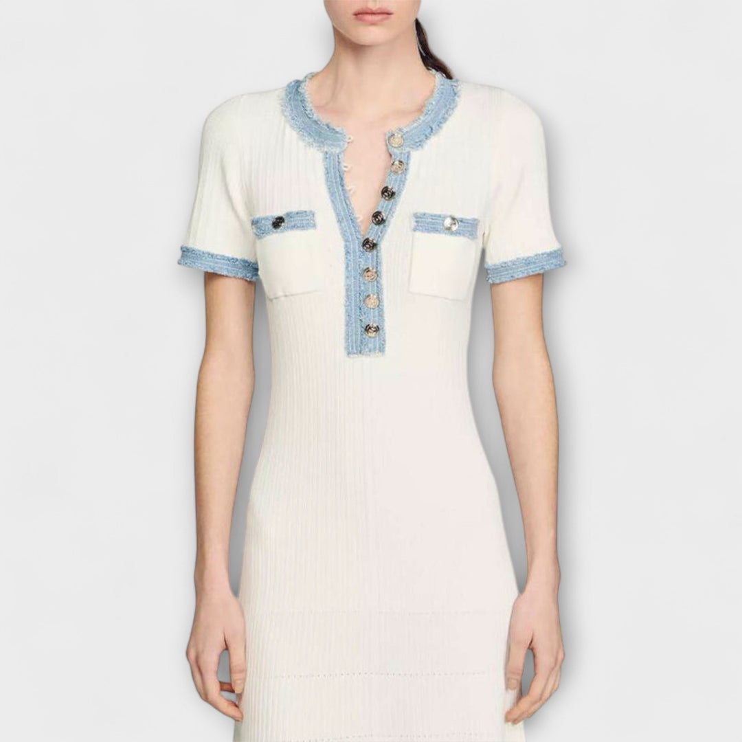 Alecia - Gestructureerde Maxi-jurk