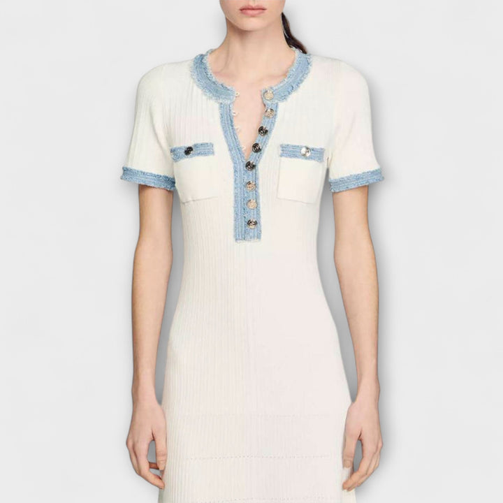 Alecia - Gestructureerde Maxi-jurk