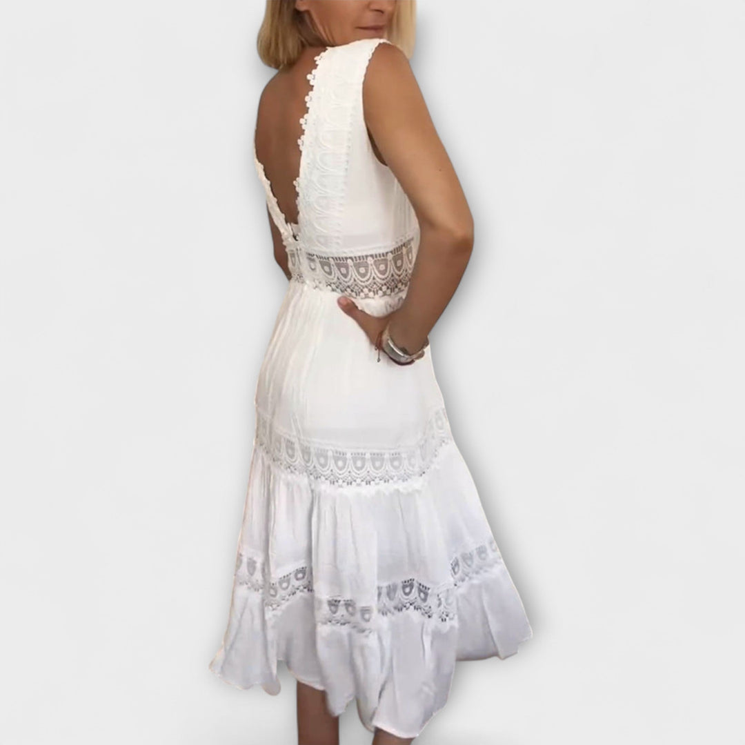 Aurélie - Elegante V-hals Kanten Jurk