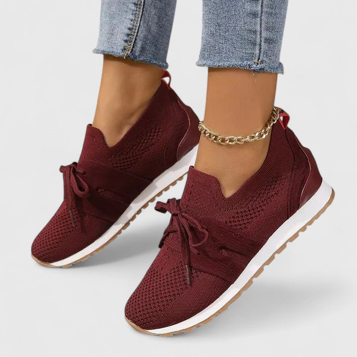 Qadira | Gebreide sneakers met veters en contrastzool voor dames