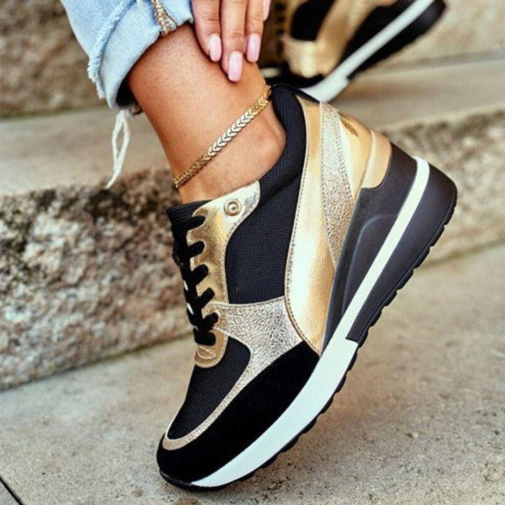 Clara | Plateausneakers met veters in colorblock-design voor dames