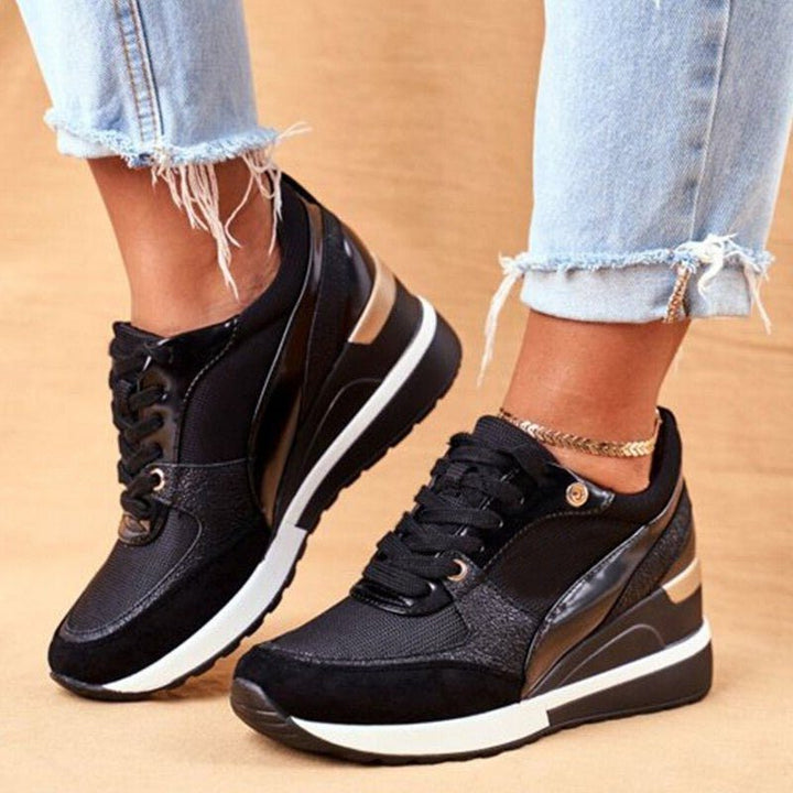Clara | Plateausneakers met veters in colorblock-design voor dames