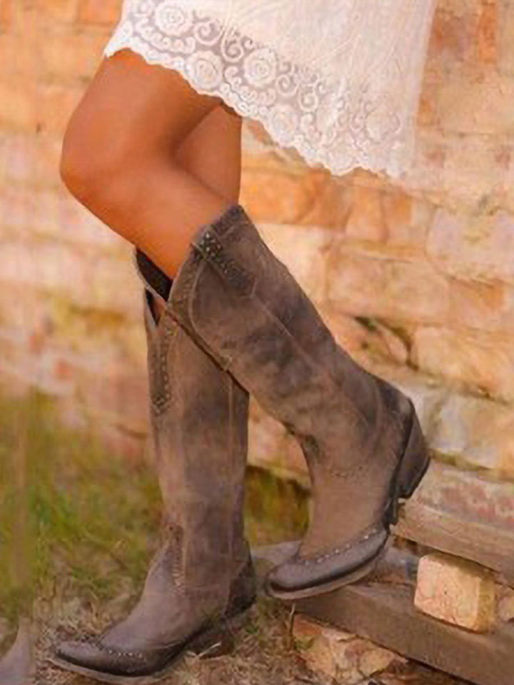 Amaris | Kniehoge cowboylaarzen met studs voor dames