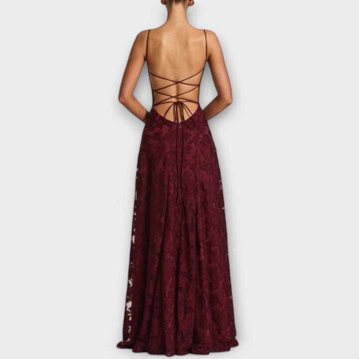 Kairi - Stijlvolle Floral-Lace Maxidress met Spaghetti Bandjes