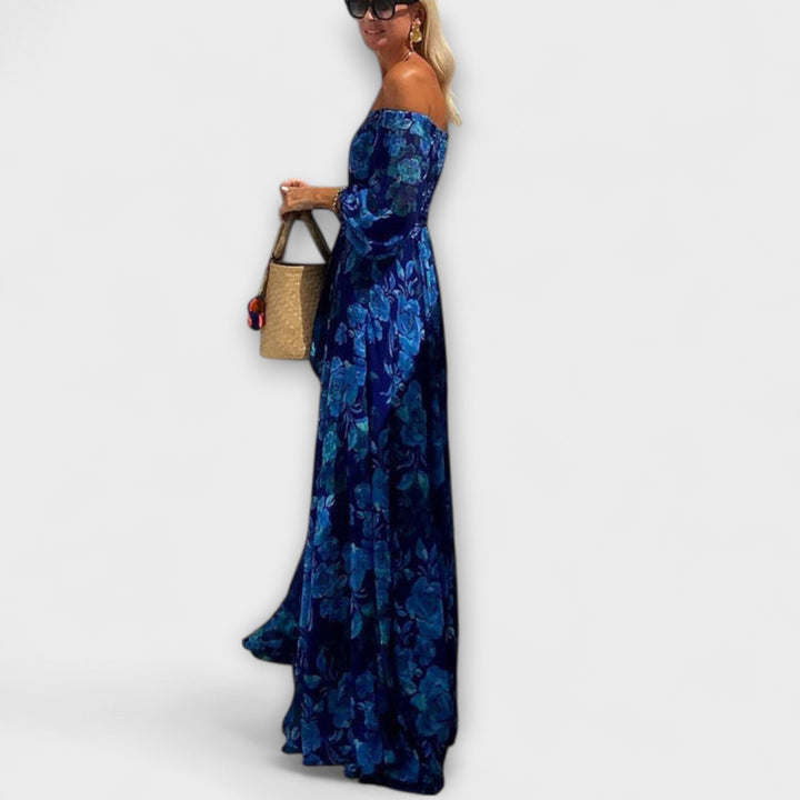 Juniper - Florale Off-Shoulder Smocked Maxikleid