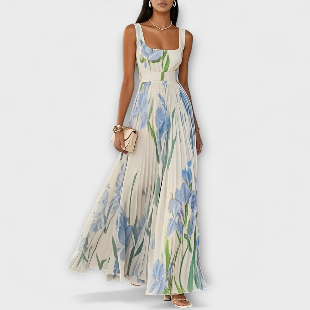 Vouwbare bloemen chiffon maxi-jurk