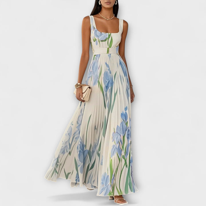 Vouwbare bloemen chiffon maxi-jurk