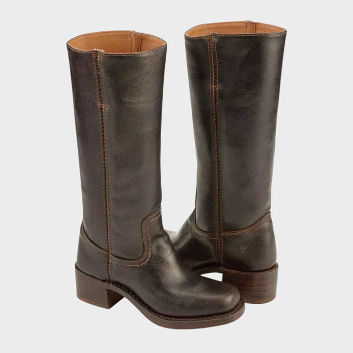 Dahlia | Kniehoge westernlaarzen met blokhak voor dames