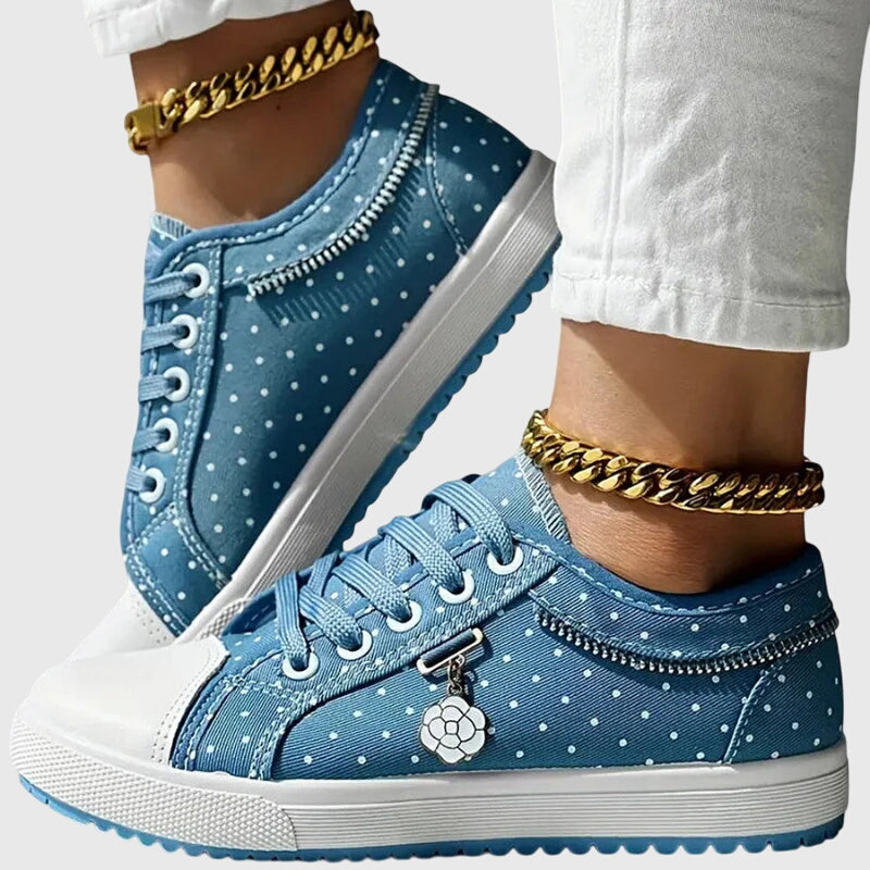 Elena | Plateausneakers met veters en gestippelde stof voor dames