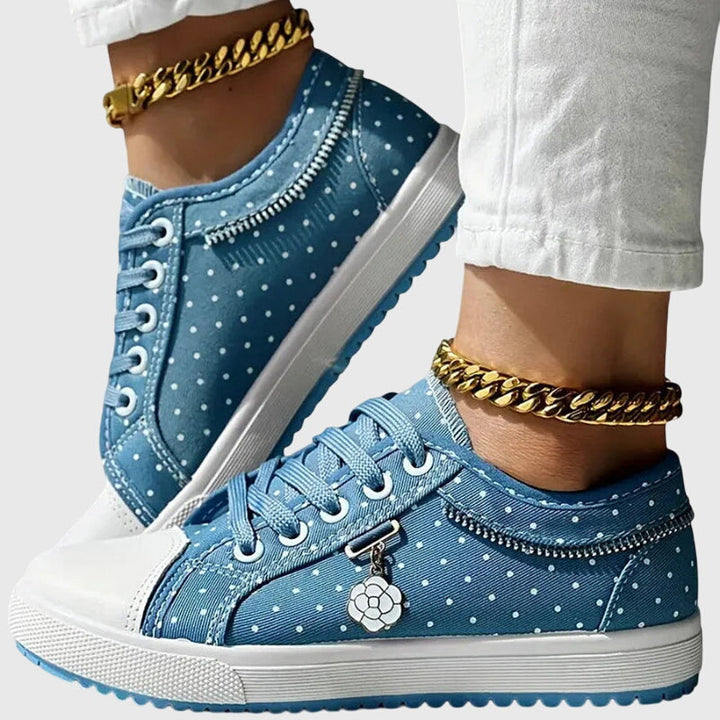Elena | Plateausneakers met veters en gestippelde stof voor dames