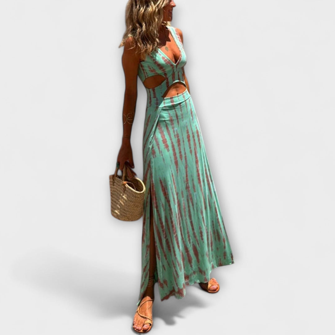 Ella - Eleanor Tie-Dye Cutout Schlitz Stretchjurk