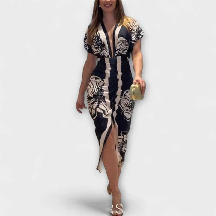 Cleo – Dolman-Midikleed met Braziliaanse print