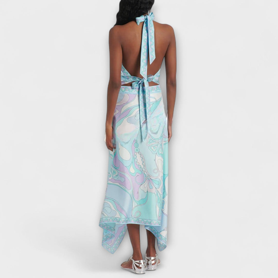 Everly - Set van haltertop en asymmetrische midi-rok