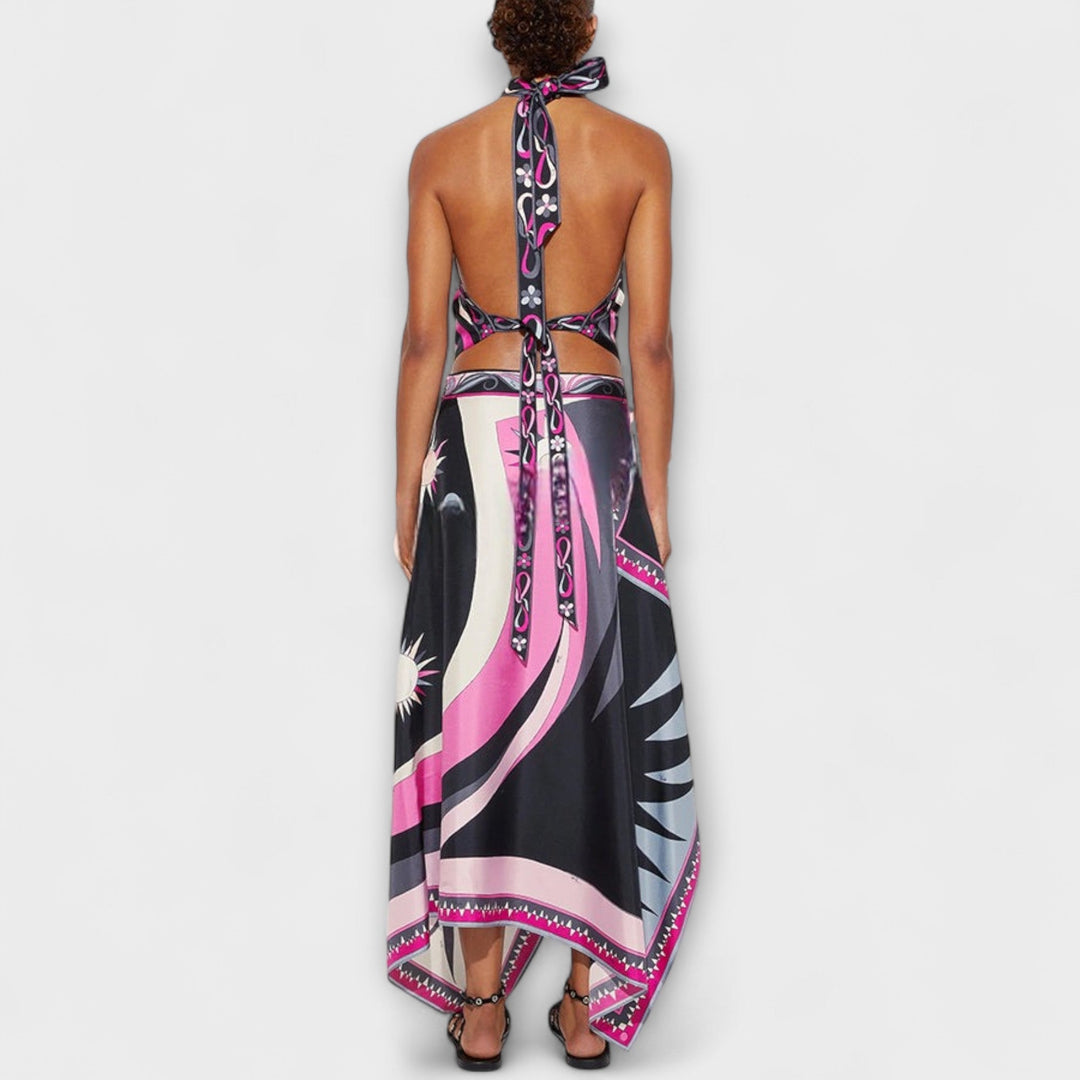 Everly - Set van haltertop en asymmetrische midi-rok