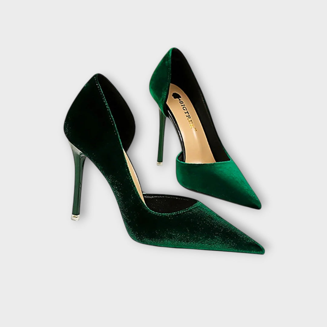 Bella - Groene Fluwelen Stiletto Hakken