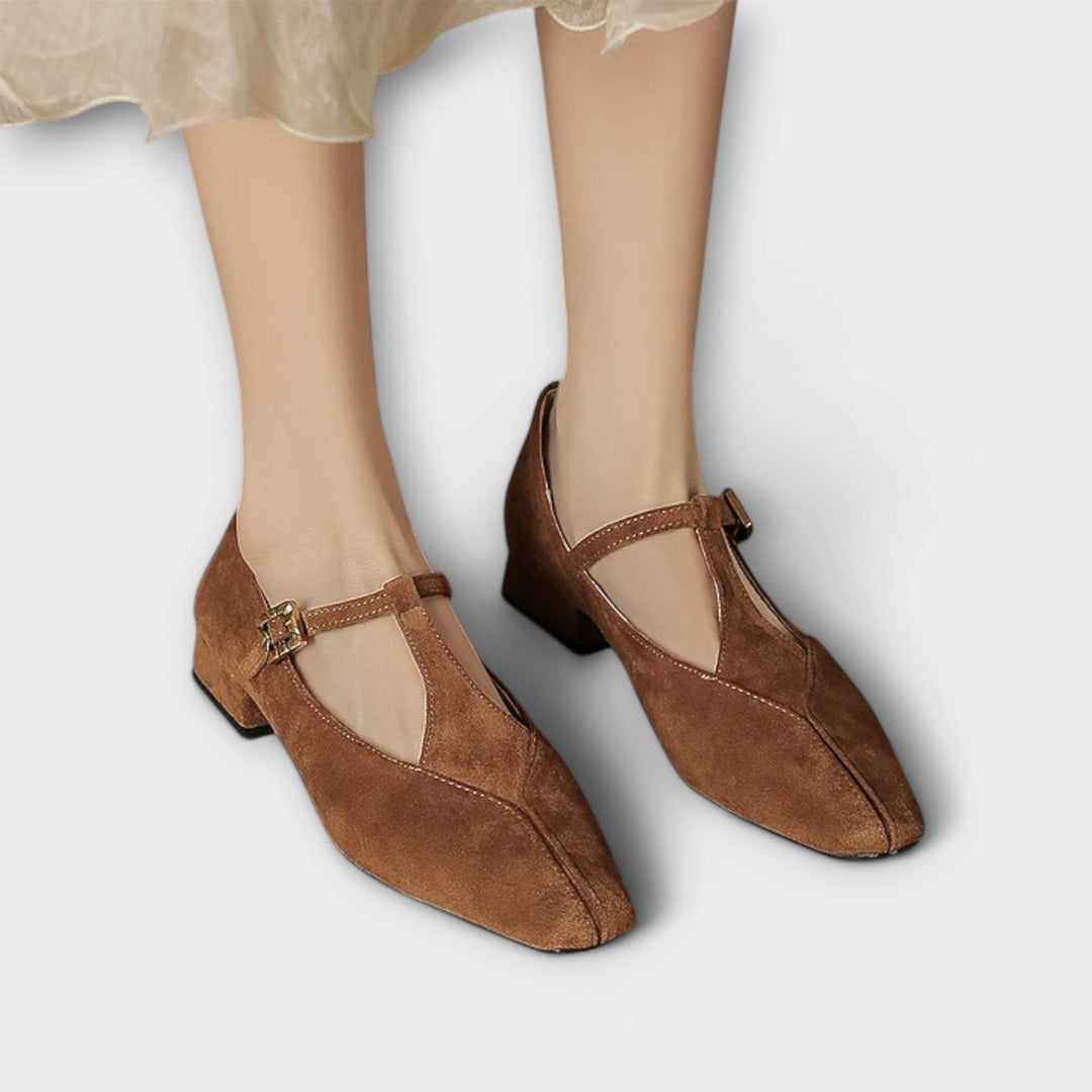Ella - T-strap sandalen met lage hakken