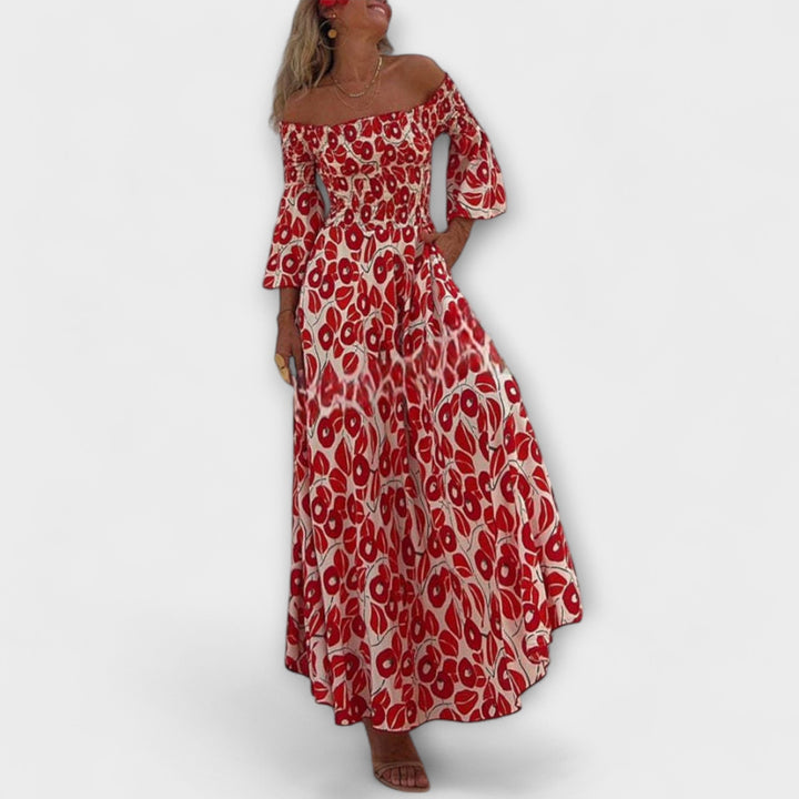 Sienna - Vakantiegerechtigd off-shoulder Maxikleed