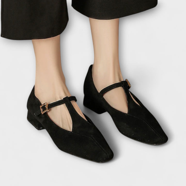 Ella - T-strap sandalen met lage hakken