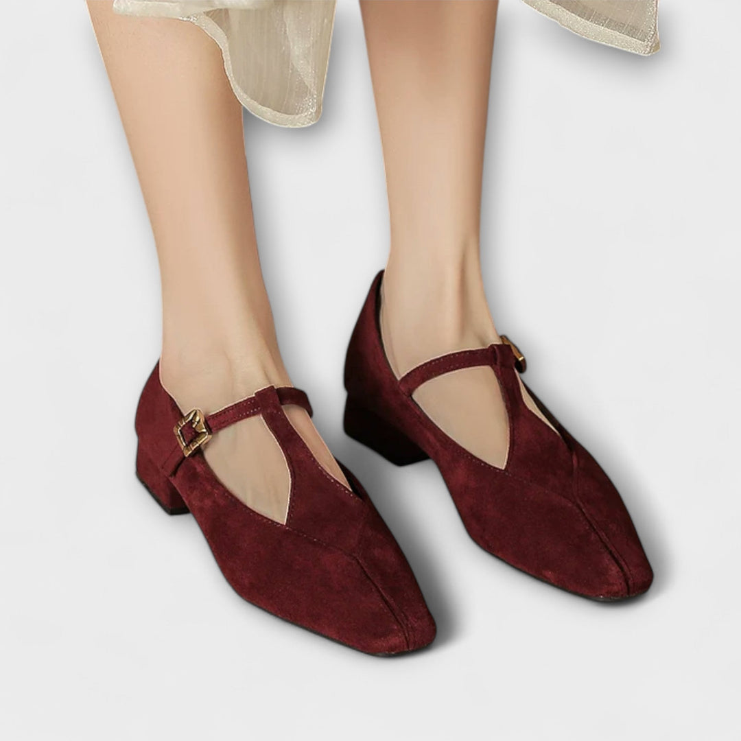 Ella - T-strap sandalen met lage hakken