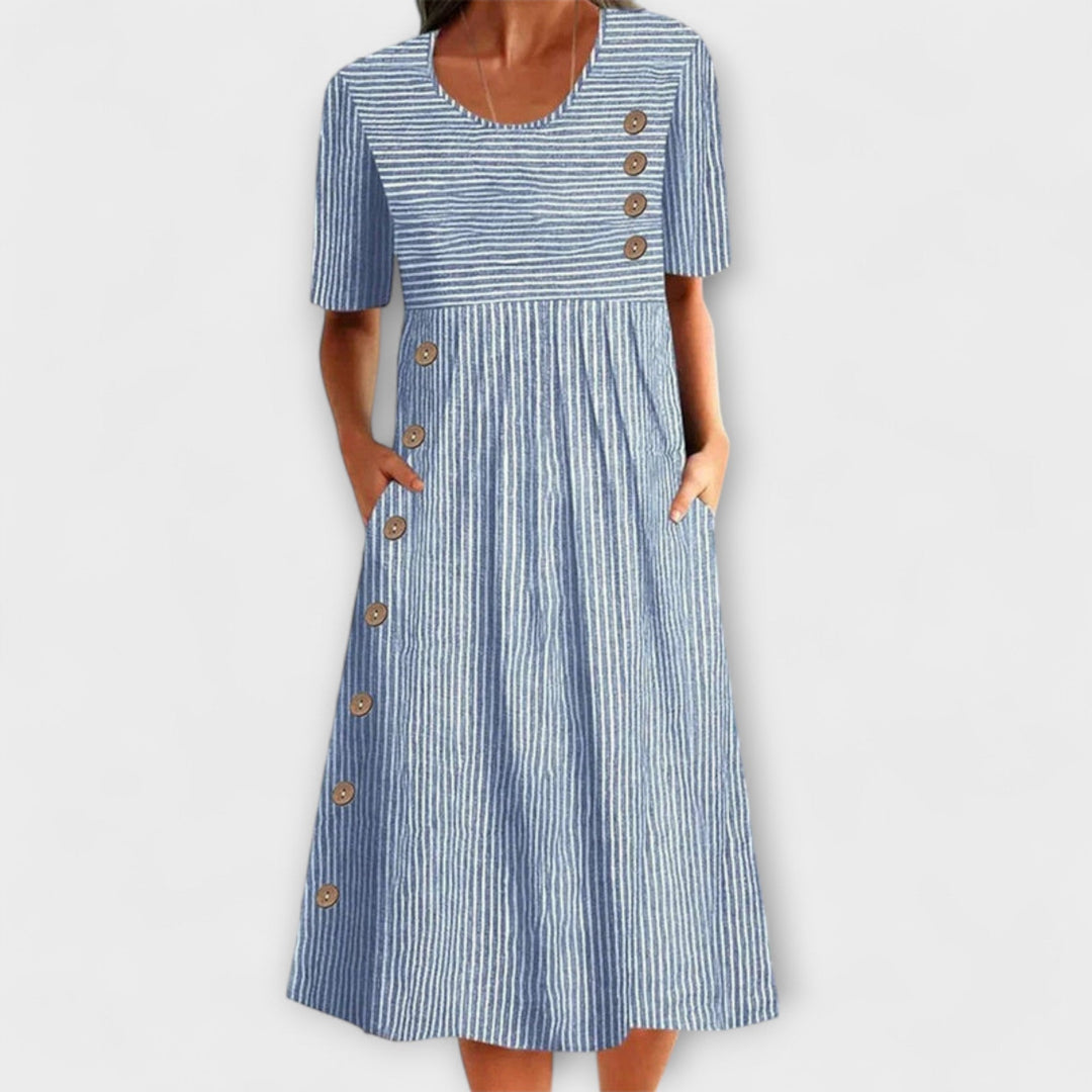 Luisa – Gestreept Premium-Midikleed
